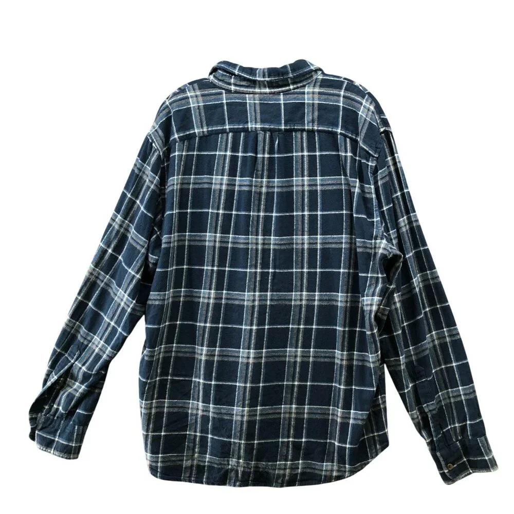J. Crew Classic Plaid Flannel Shirt‎ Mens XL Blue Plaid Cotton